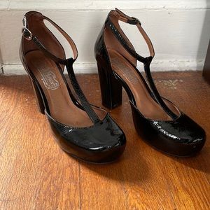 Jeffrey Campbell Great Moments Leather Black Heels
